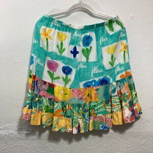Jams World Fleur Skirt Colorful Patchw Boho A-Line Dreamsicle Hawaii Pull on XL